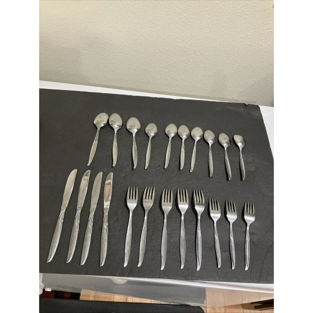 Vintage Flatware Utensils Seneca Stainless Present Hong Kong 22 Pc